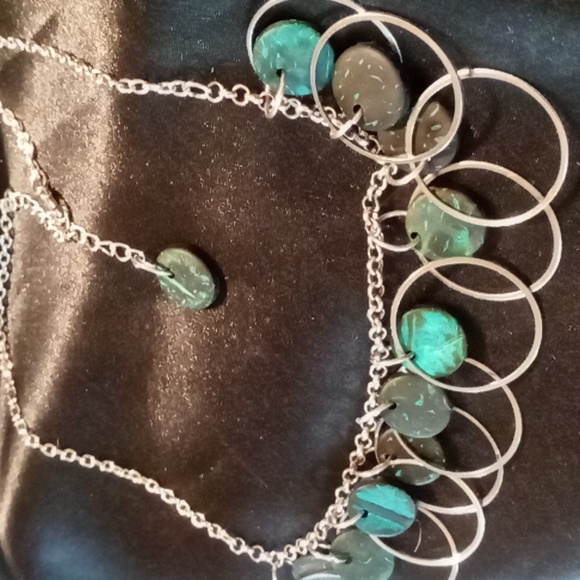 Bib collar statement necklace beaded on a rolo chain . - Picture 4 of 4